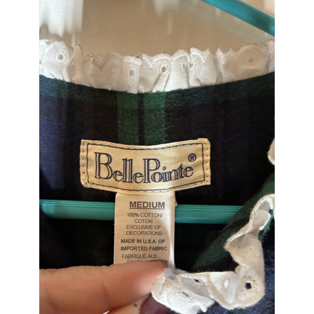 Belle Pointe Black Watch Plaid Cotton Flannel Midi Nightgown Womens M Grannycore - Picture 3 of 6